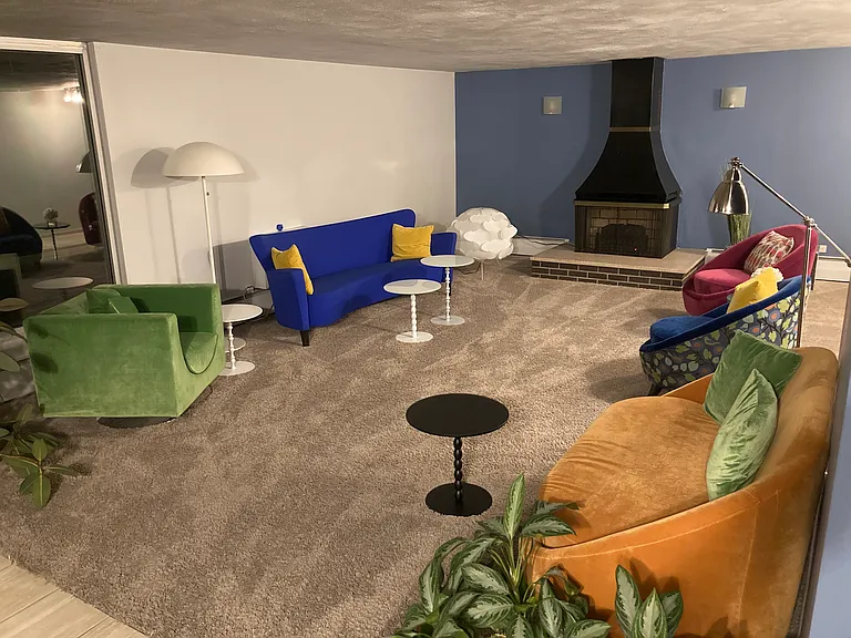 penthouse common space (can be reserved!), see patio, bathrooms, and bar in next photos