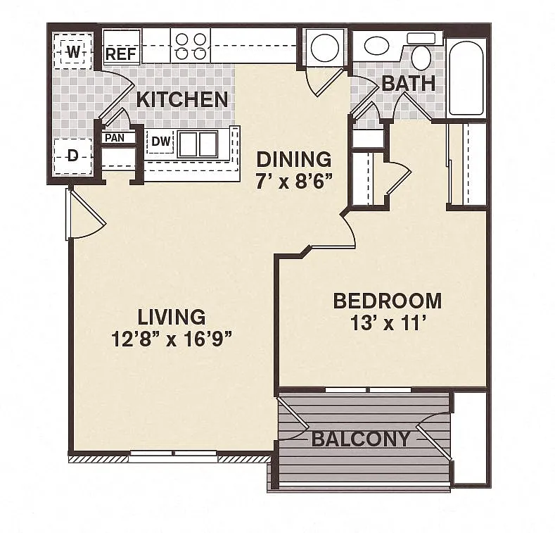 Floor plan 1B1B Beacon Hill - Renovated