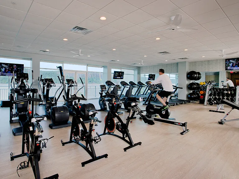 Fitness Center at River Tides Overlooking the Hudson