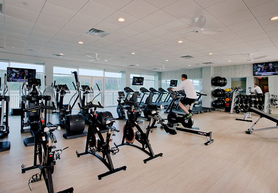 Fitness Center at River Tides Overlooking the Hudson