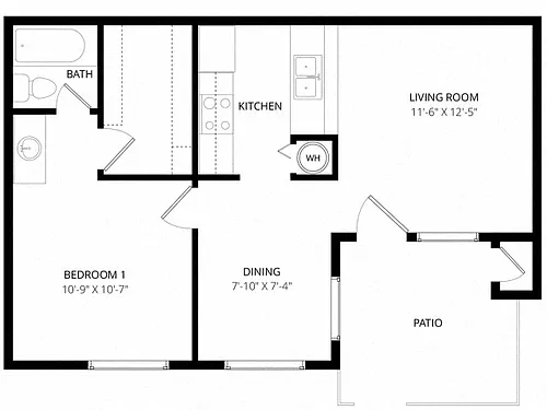 Floor plan Small 1 Bedroom