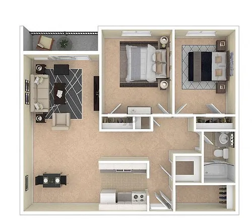 Floor plan Two Bedroom, One Bathroom