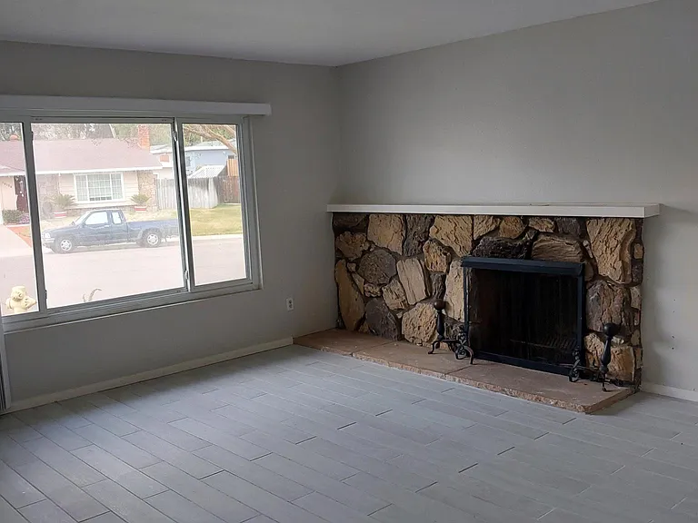 Living room and fireplace