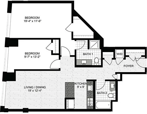 Floor plan 2 Bedrooms P