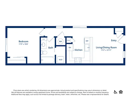 Floor plan 1x1 - 699 sqft - A2