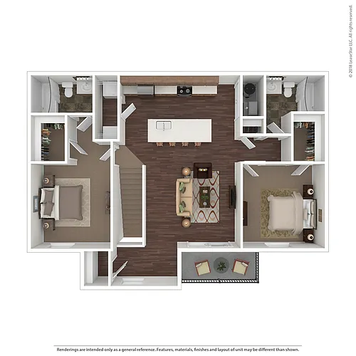 Floor plan 2 BR 2nd Floor Contemporary