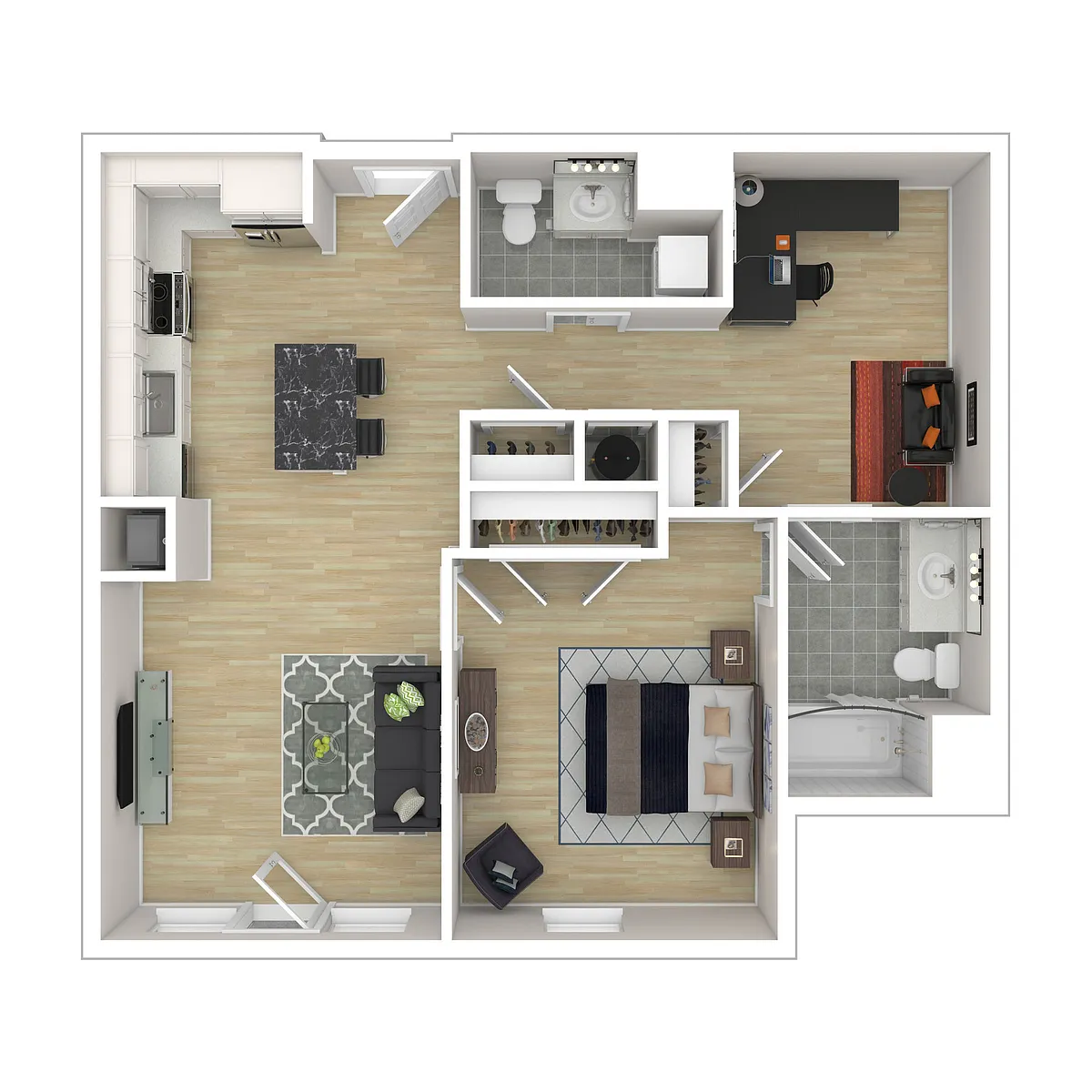 Floor plan 1B-1 1X1.5 Den