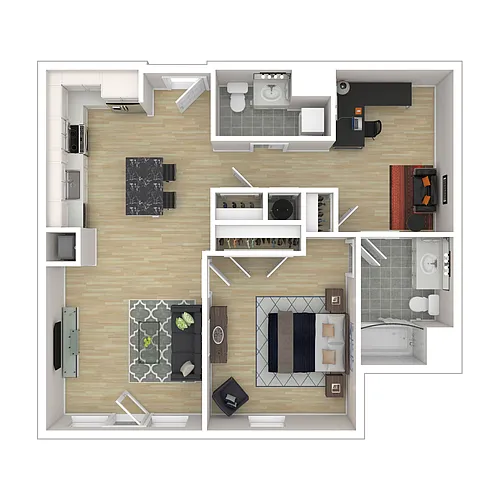 Floor plan 1B-1 1X1.5 Den