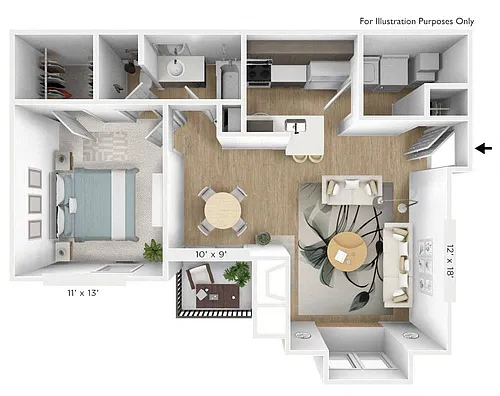 Floor plan The Shore 1 BR 1 BA