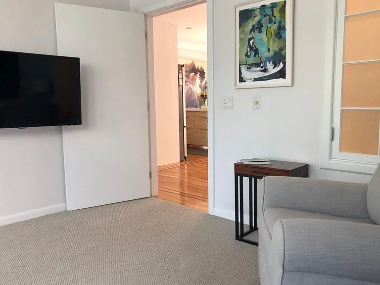 View from the master bedroom into the kitchen.