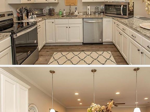 Kitchen with large eating bar