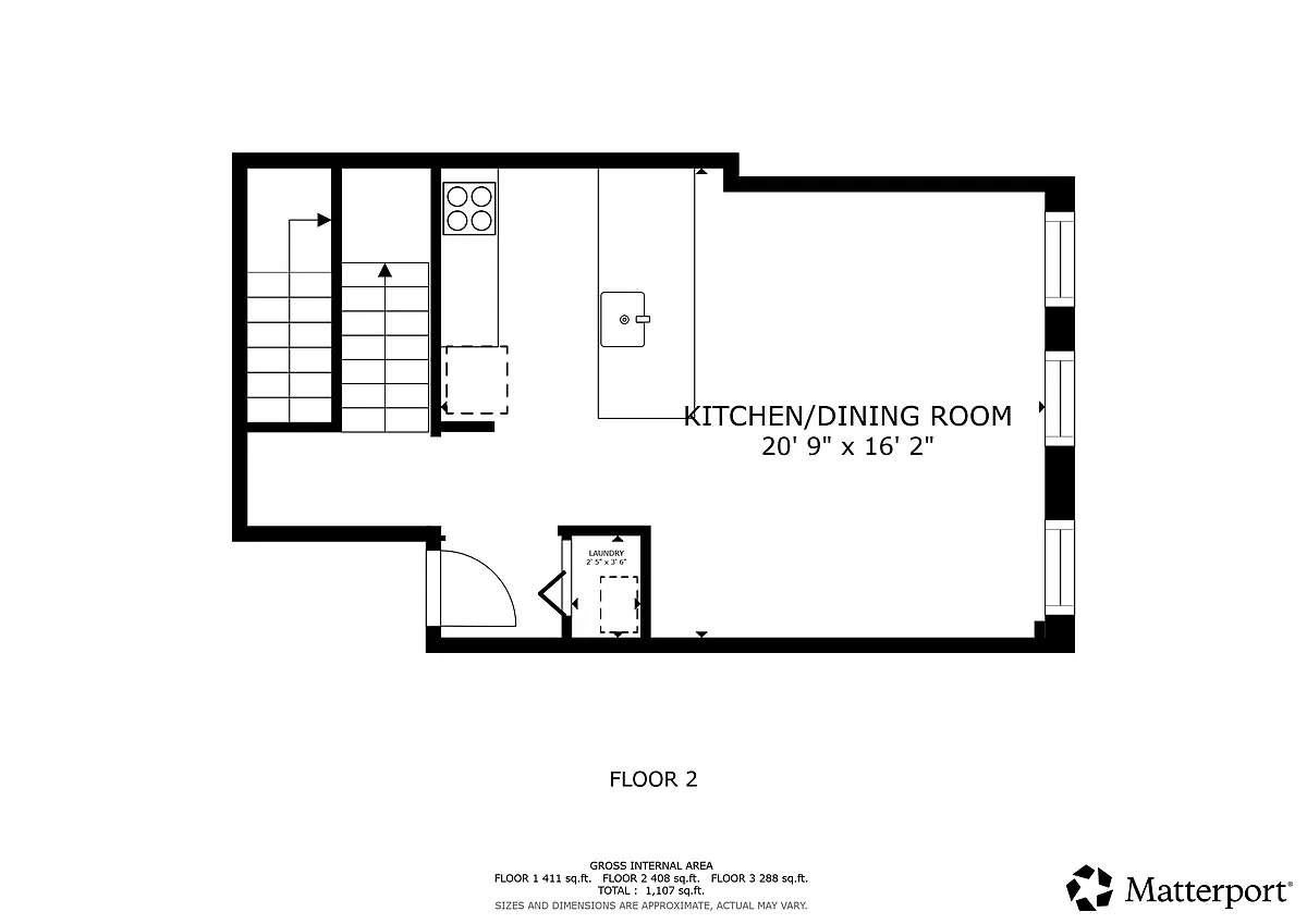 Floor plan 3 Bed 2 Bath- Lofted
