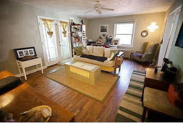 Living Room with French doors to a balcony