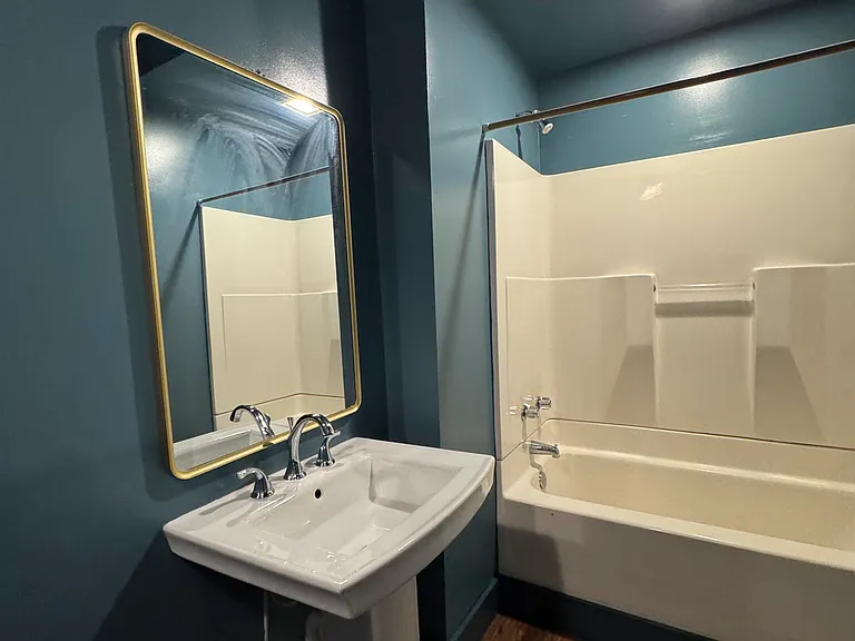 Color-drenched bathroom