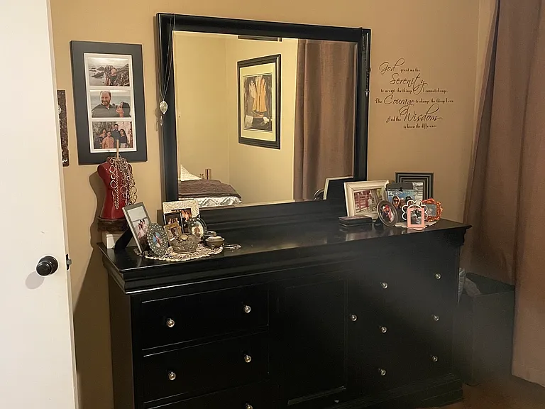 Room for dresser and laundry basket.