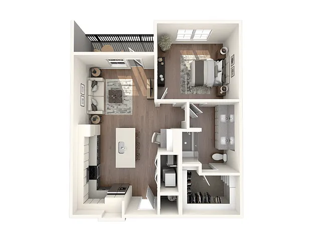 Floor plan 1 Bed, 1 Bath B (80% Income Restricted)