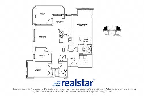 Floor plan 2 Bed Den 2 Bath C