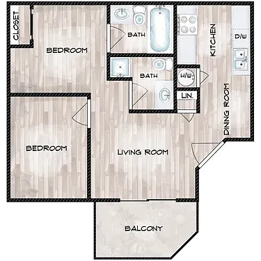 Floor plan 2 bed 2 bath