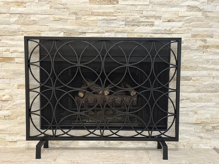 Fireplace fire guard to for kids and pets safety.