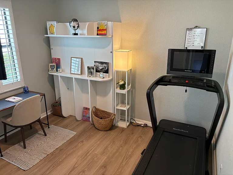 We have this as a workout/office/ guest room. Murphy bed is on the wall. You can make it what you want!