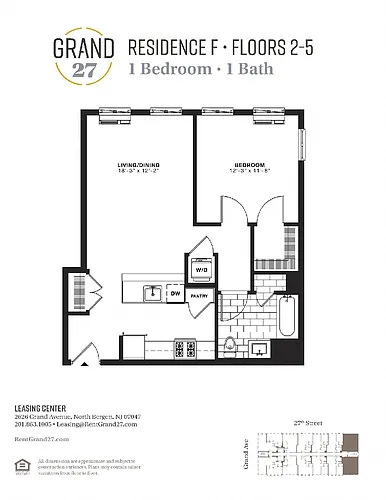 Floor plan 1 Bedroom 1 Bathroom F