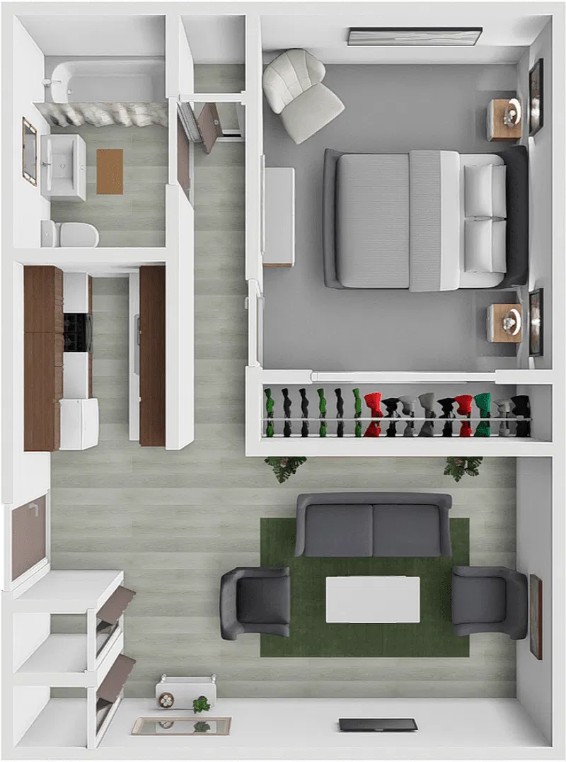 Floor plan LEISURE 1 BEDROOM 1 BATH