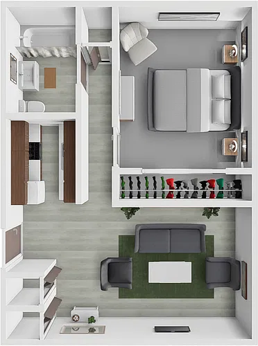 Floor plan LEISURE 1 BEDROOM 1 BATH