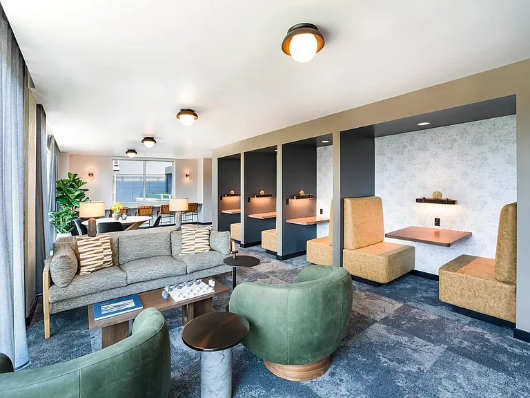 From cozy lounge seating to private work stations, Modera Shoreline offers stylish spaces designed for productivity and comfort close to the Seattle coast.