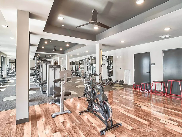 Yoga room with on demand fitness
