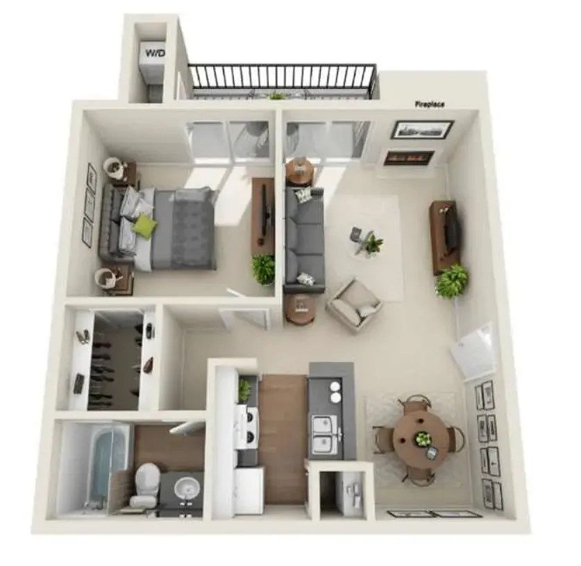 Floor plan 1x1B - Income Restricted