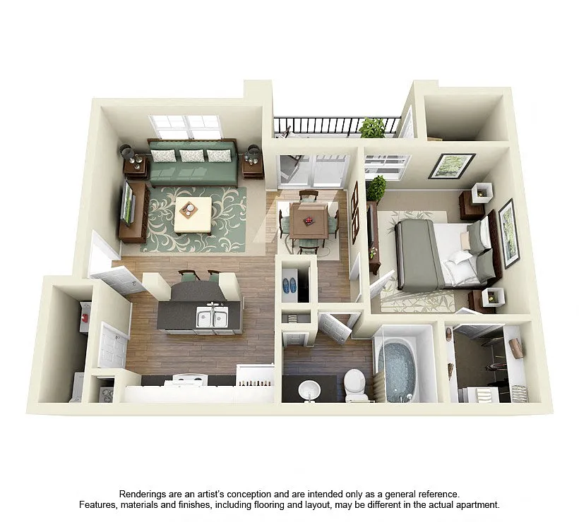 Floor plan 1 Bed 1 Bath Small
