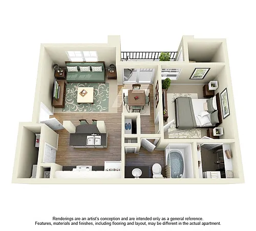 Floor plan 1 Bed 1 Bath Small