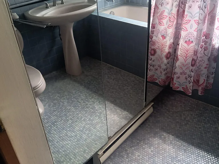 Mirrored cabinets in bathroom. Elegant, European very sturdy bathroom fixtures