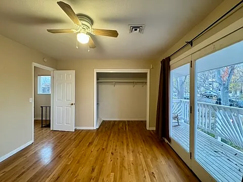 balcony off bedroom and huge closets!