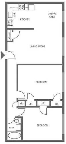 Floor plan 2 Bed | 1 Bath