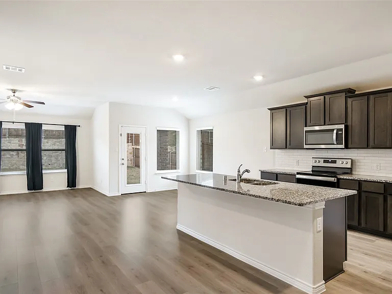 Kitchen and family room