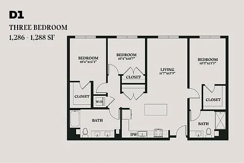 Floor plan Alba Three Bedroom D1