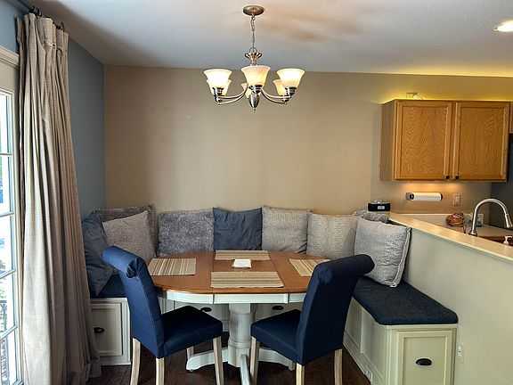 Built-in banquet dining area