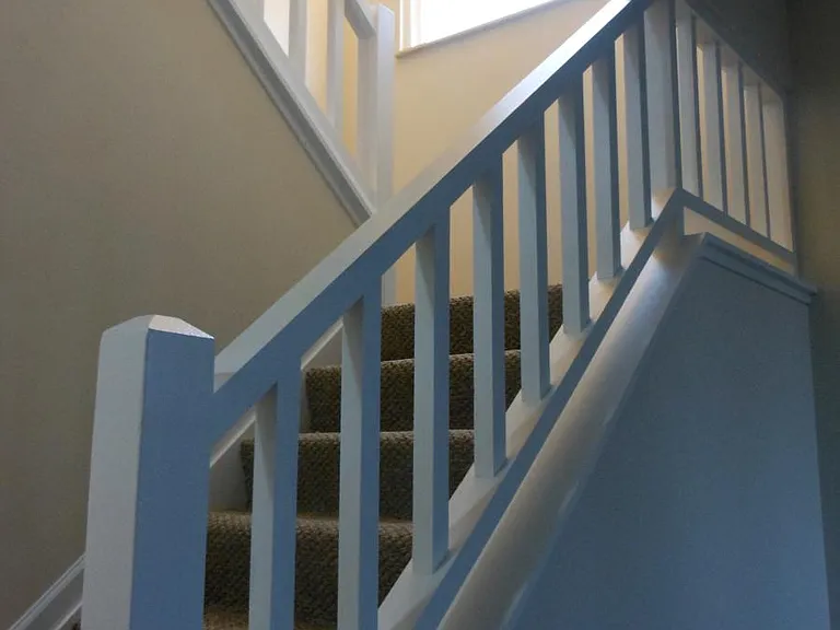 Freshly painted white wood work throughout