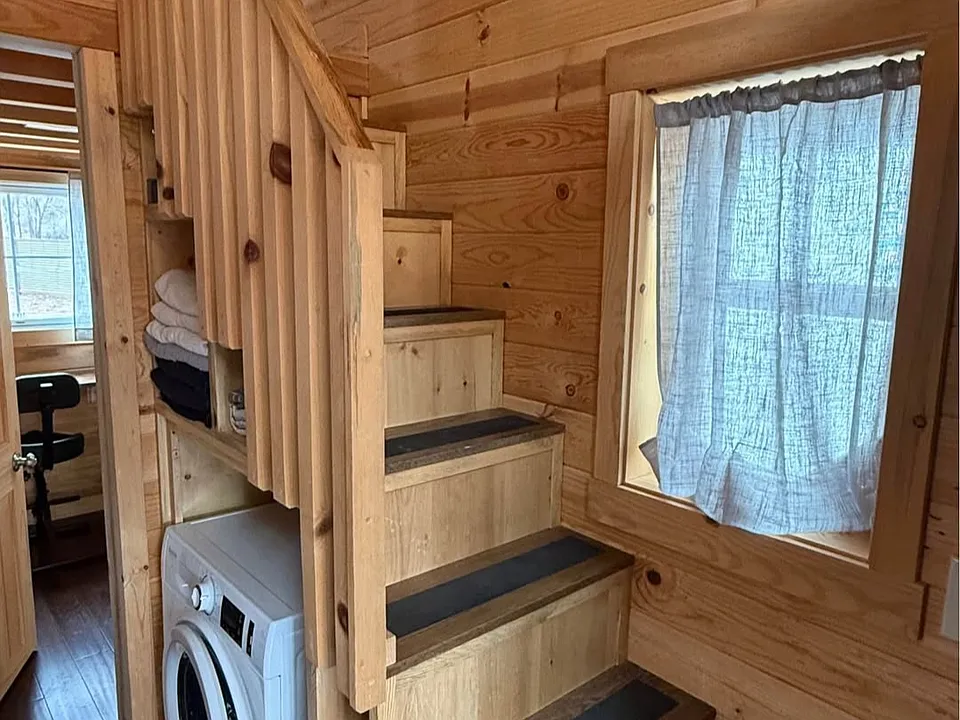 Washer Dryer combo under the stairs to the Loft