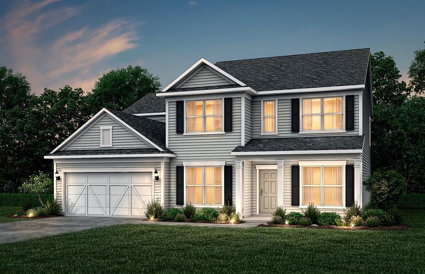 Riverton Exterior 51 features Hardie Board siding, covered front porch and 2 car garage
