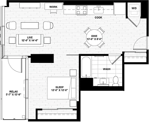 Floor plan One Bed 10