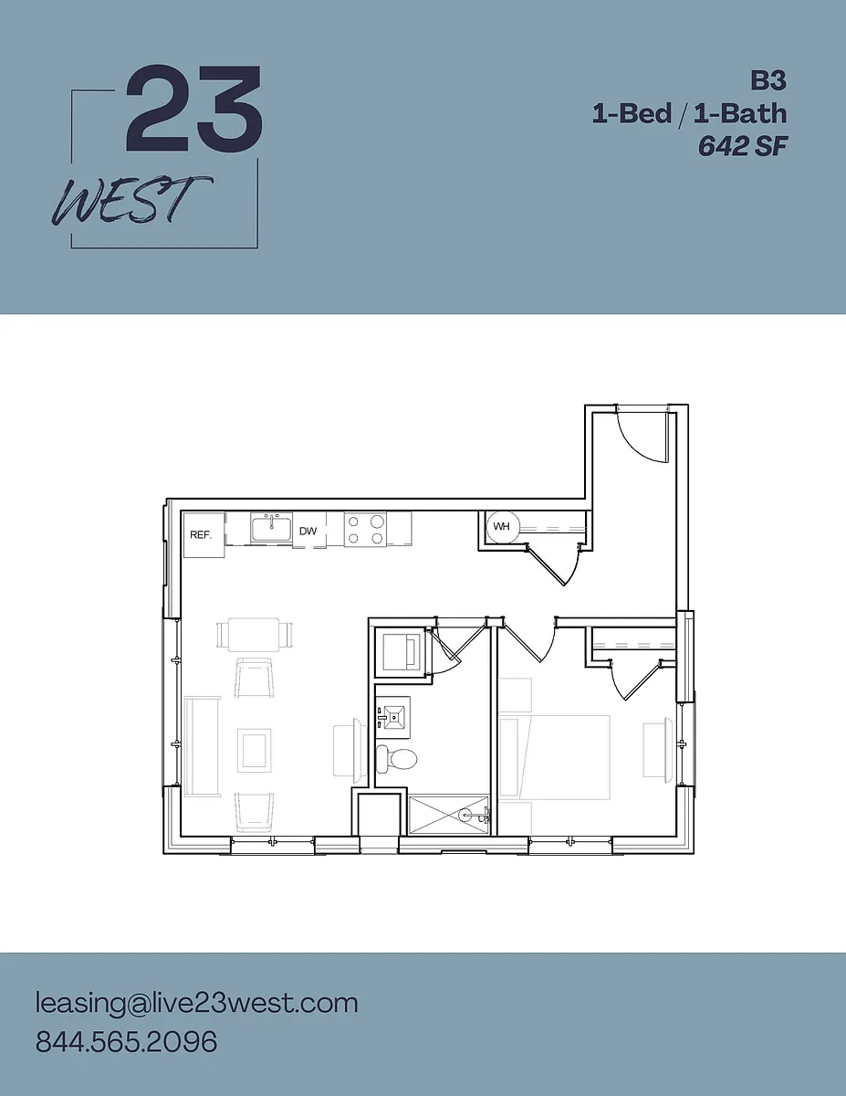 Floor plan B3 - 1 Bed 1 Bath