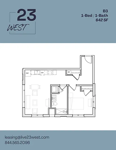 Floor plan B3 - 1 Bed 1 Bath