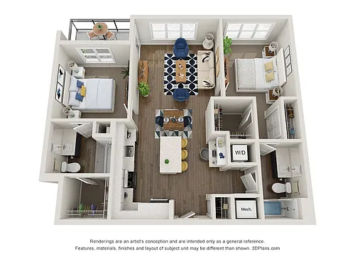 Floor plan B3.2 2x2 1066 SF