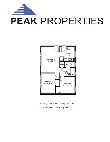 Floor plan 2 Bedroom - 1 Bathroom (B)