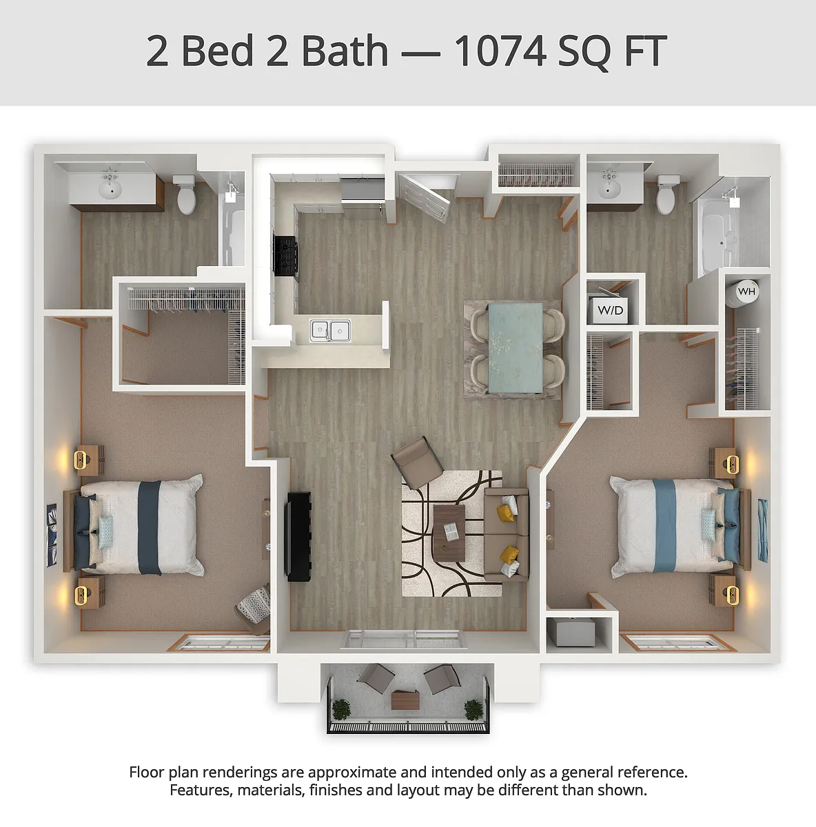 Floor plan 2 Bed 2 Bath (B6)
