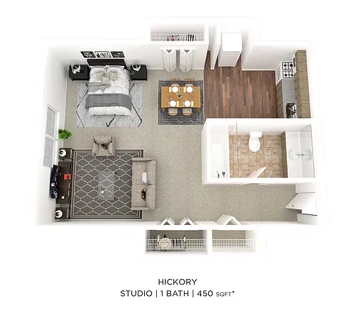 Floor plan Studio - 450 sqft