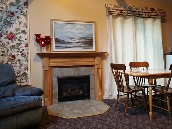 Fireplace in main room and dining area