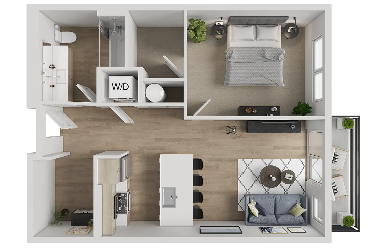 Floor plan 1x1 w/ Den A MFTE*